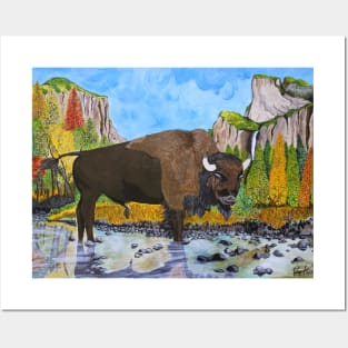 The bison in Yosemite National Park and Capitan Mountain Posters and Art